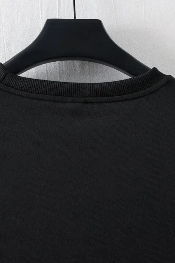 Baskılı Oversize Bisiklet Yaka T-shirt - Siyah