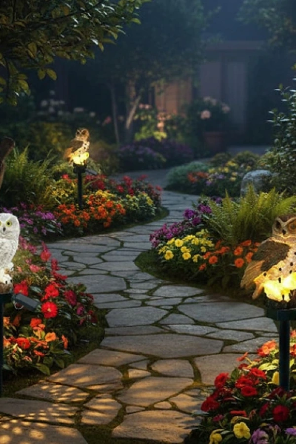 Baykuş Tasarımlı Solar Kazıklı Bahçe Aydınlatma