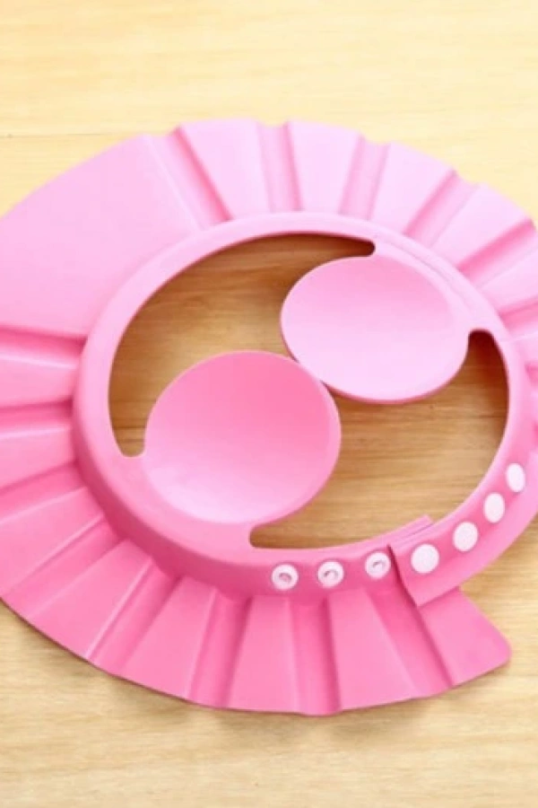 Bebek Banyo Şapkası Düğmeli Kulaklıklı Pembe