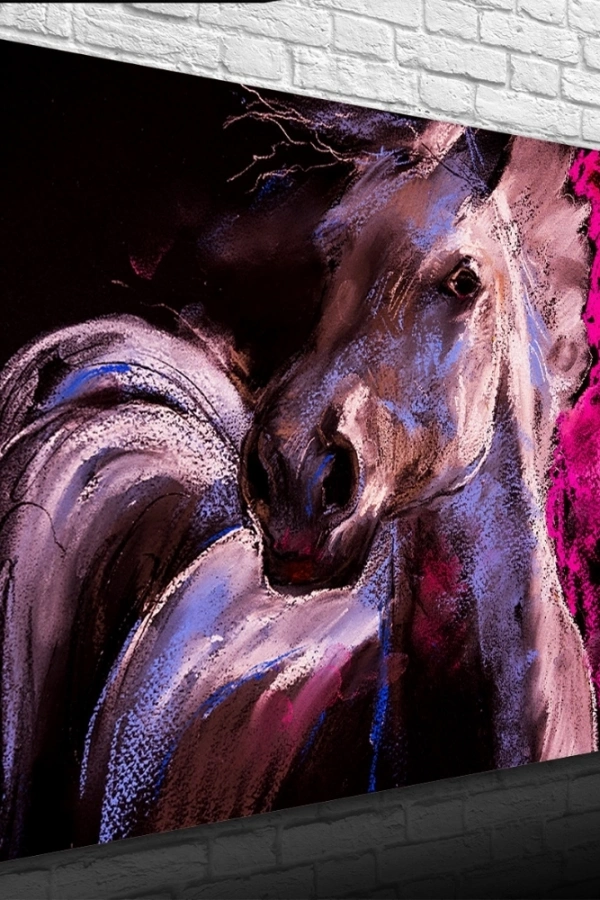 Beyaz At Yağlıboya Kanvas Tablo 50 x 70