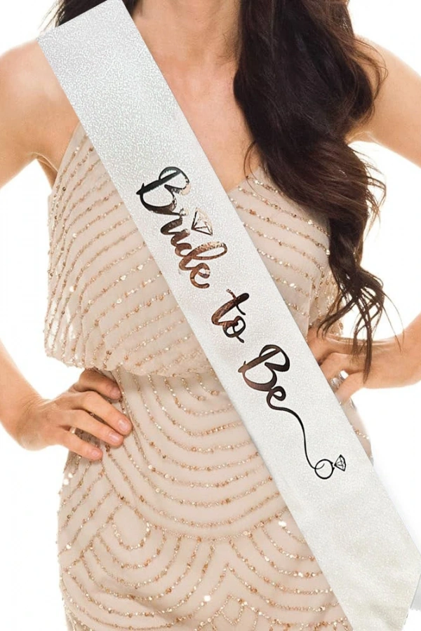 Beyaz Gümüş Bride To Be Yazılı Kuşak Kemer