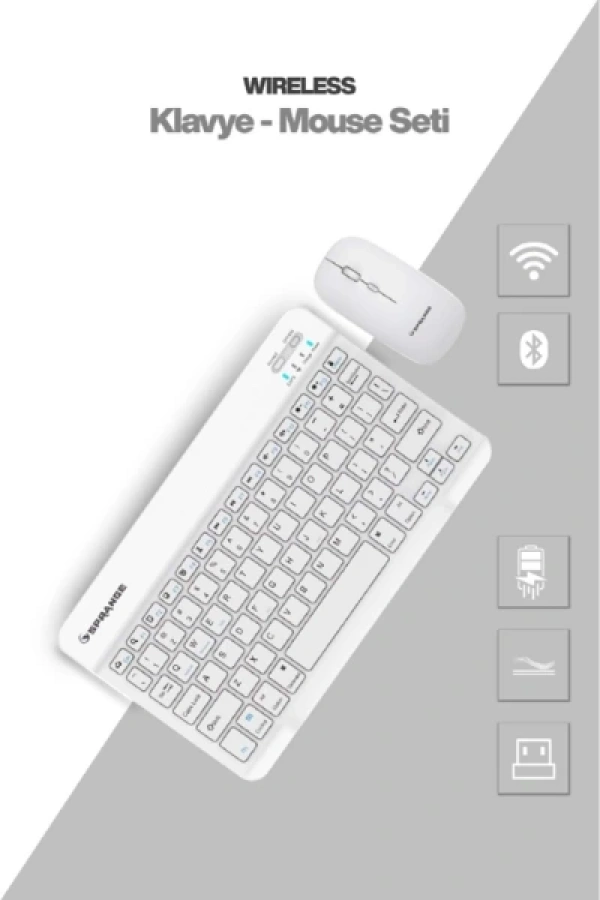Beyaz Kablosuz Klavye Ve Mouse Seti