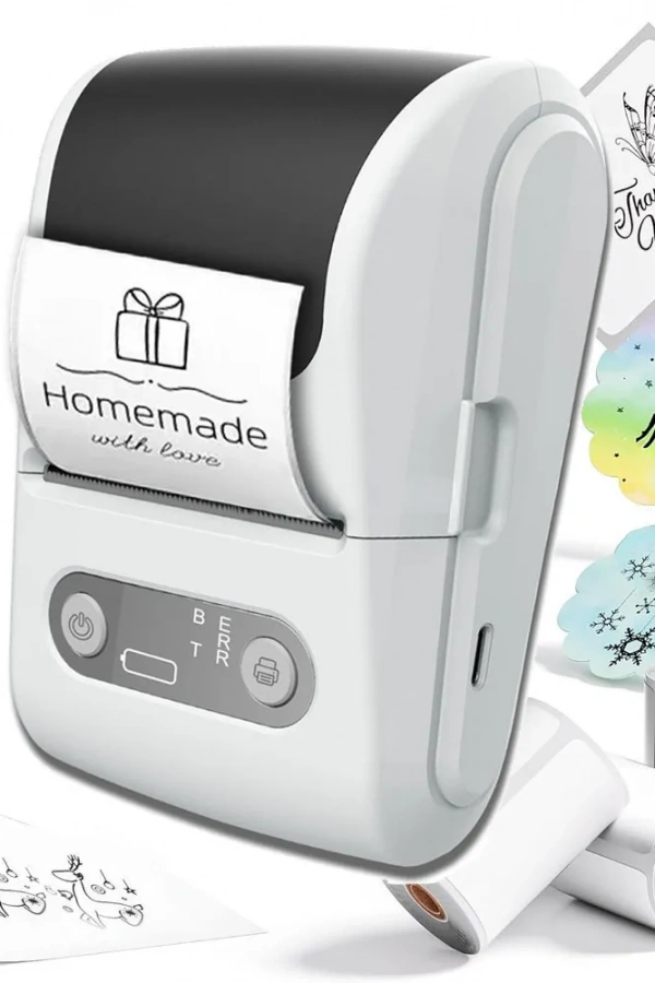 Beyaz Kablosuz Portatif Etiket Yazıcısı
