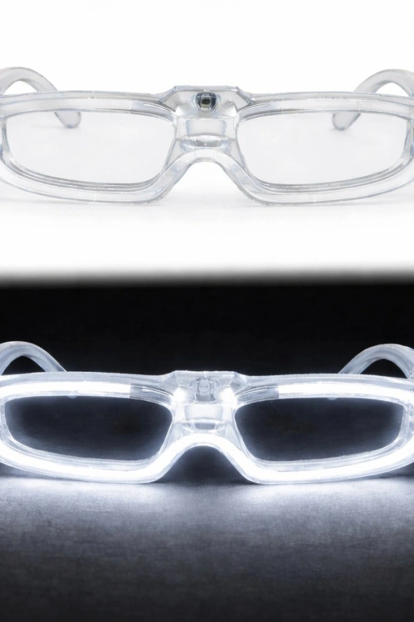 Beyaz LED Işıklı Parti Gözlüğü - 3 Modlu