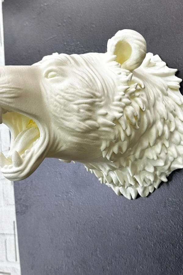 Beyaz Renk 3D Ayı Başı Duvar Dekoru