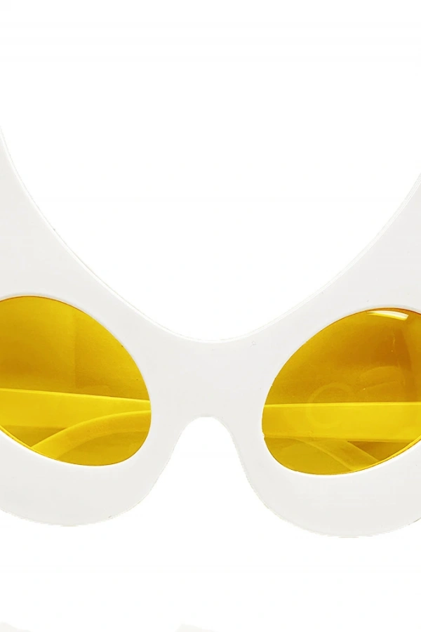 Beyaz Renk Bıyık Tasarımlı Kedi Parti Gözlüğü