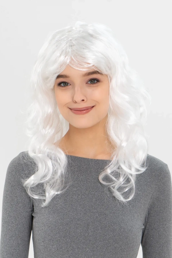 Beyaz Renk Kahküllü Dalgalı Uzun Parti Peruğu