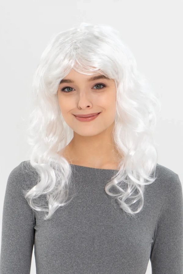 Beyaz Renk Kahküllü Dalgalı Uzun Parti Peruğu