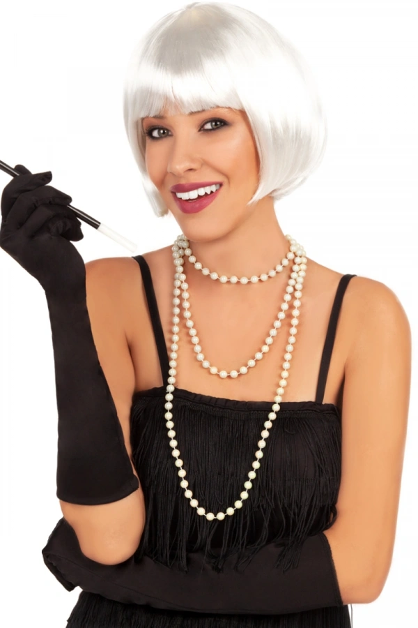 Beyaz Renk Parti Peruğu Kısa Küt Saç