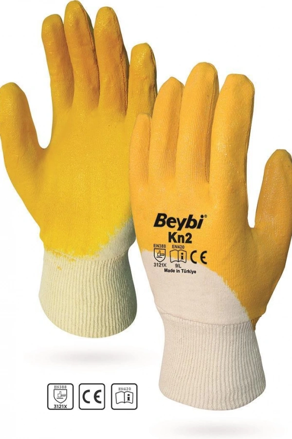 Beybi KN2 No:9 Sarı Nitril Pamuk Eldiven