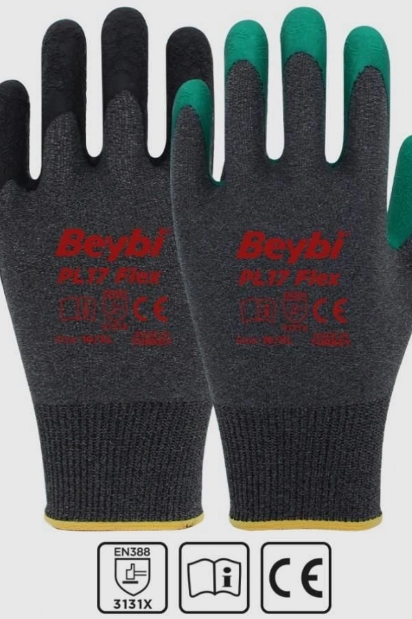 Beybi PL17 Flex Likralı İpten Örme Lateks Eldiven NO:9