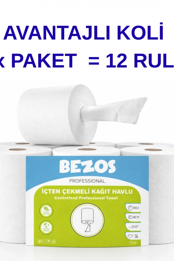Professional İçten Çekmeli Kağıt Havlu 2 Koli | 12 Rulo | Endüstriyel Kullanım