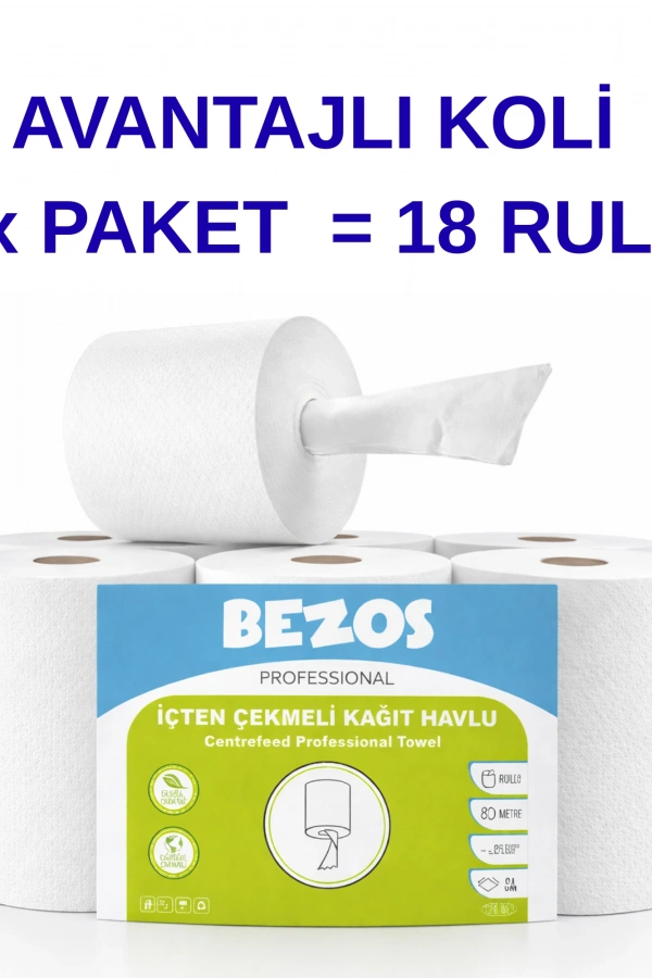 Professional İçten Çekmeli Kağıt Havlu 3 Koli | 18 Rulo | Endüstriyel Kullanım