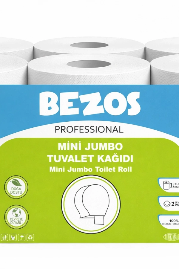 Professional Mini Jumbo Tuvalet Kağıdı 12 Rulo | 2 Katlı | %100 Selüloz | Endüstriyel & Ev Tipi Kullanım