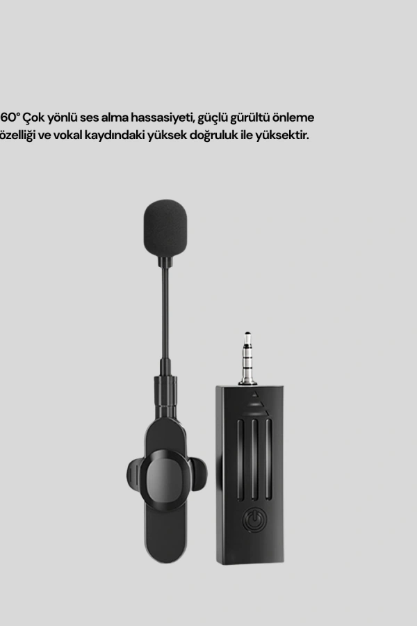 Bluetooth 5.2 Kablosuz Mikrofon – 360° Ses Algılama, Gürültü Engelleme, 4 Saat Çalışma