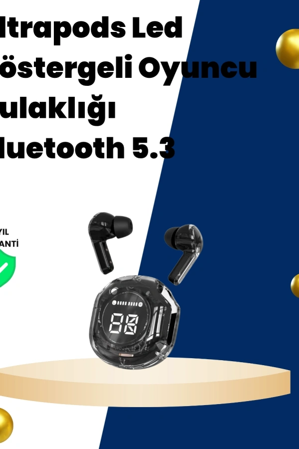 Bluetooth 5.3 Kablosuz Kulaklık 30mm Sürücü LED Ekranlı Mikrofonlu