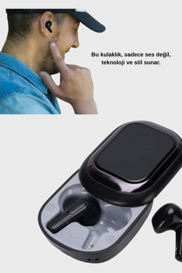 Bluetooth 5.4 Kulaklık – Gürültü Engelleme ve Akıllı Ekranlı Şarj Kutusu