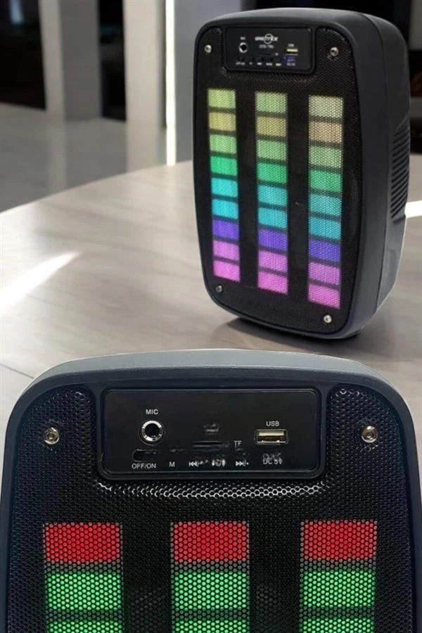 Bluetooth Hoparlör RGB Işıklı USB SD Kart Girişli Taşınabilir