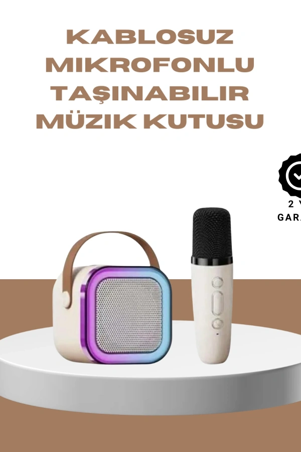 Bluetooth Karaoke Mikrofon ve Hoparlör Seti Taşınabilir