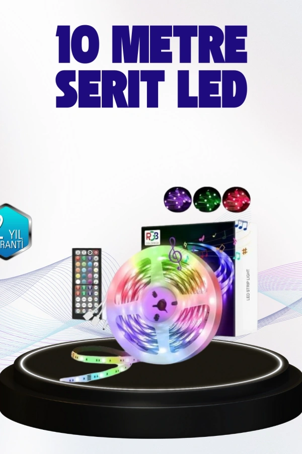 Bluetooth Kontrollü Smart Şerit Led 10M Sese Duyarlı RGB Aydınlatma