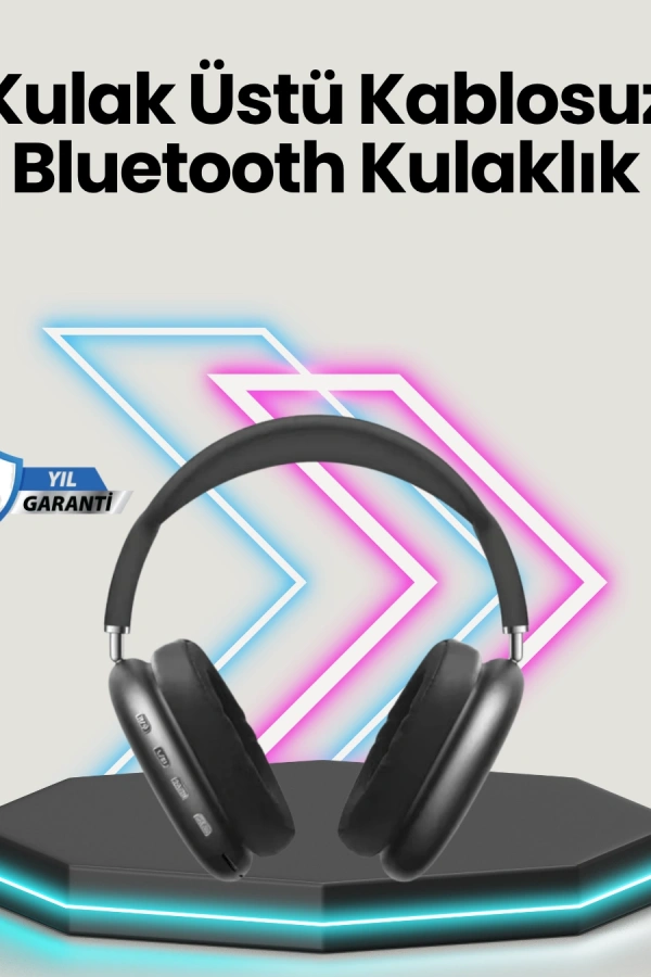Bluetooth V5.0 Kablosuz Kulak Üstü Kulaklık | Katlanabilir, Mikro USB Girişli