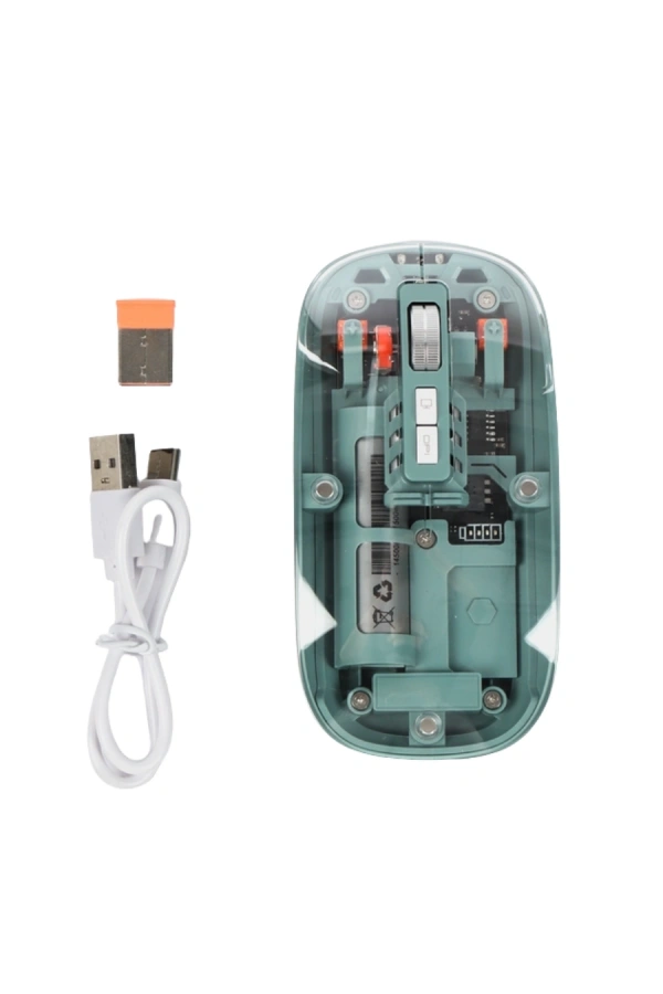 Bluetooth ve 2.4G USB Destekli Pilli Kablosuz Şeffaf Mouse