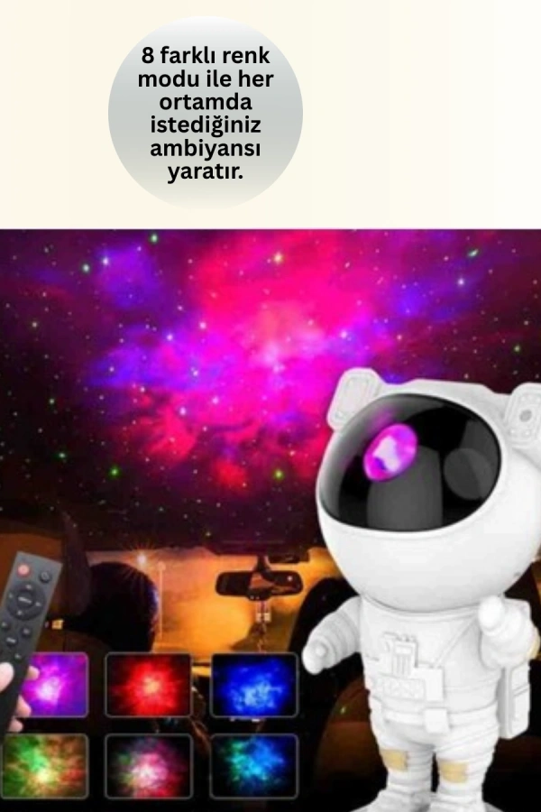 Bluetooth ve Dahili Ses Özellikli Astronot Projeksiyon Lambası
