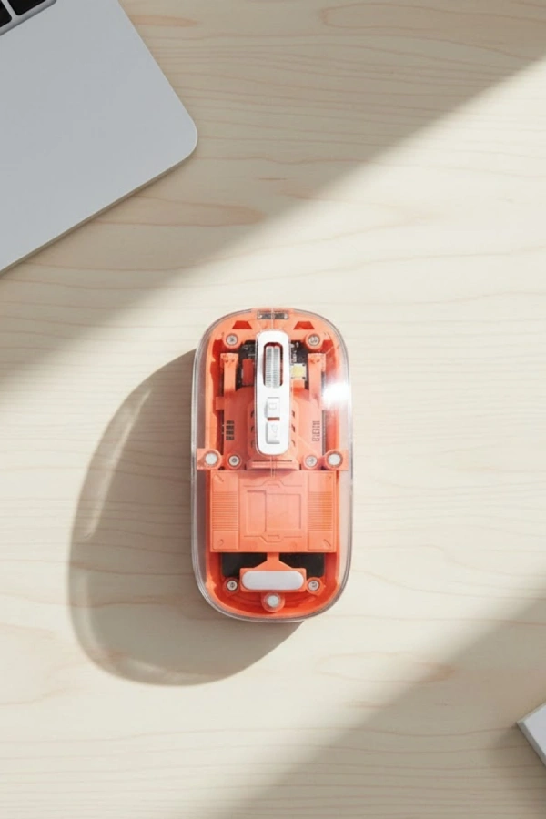 Bluetooth ve USB Destekli Kablosuz Şeffaf Mouse Sessiz Kullanım