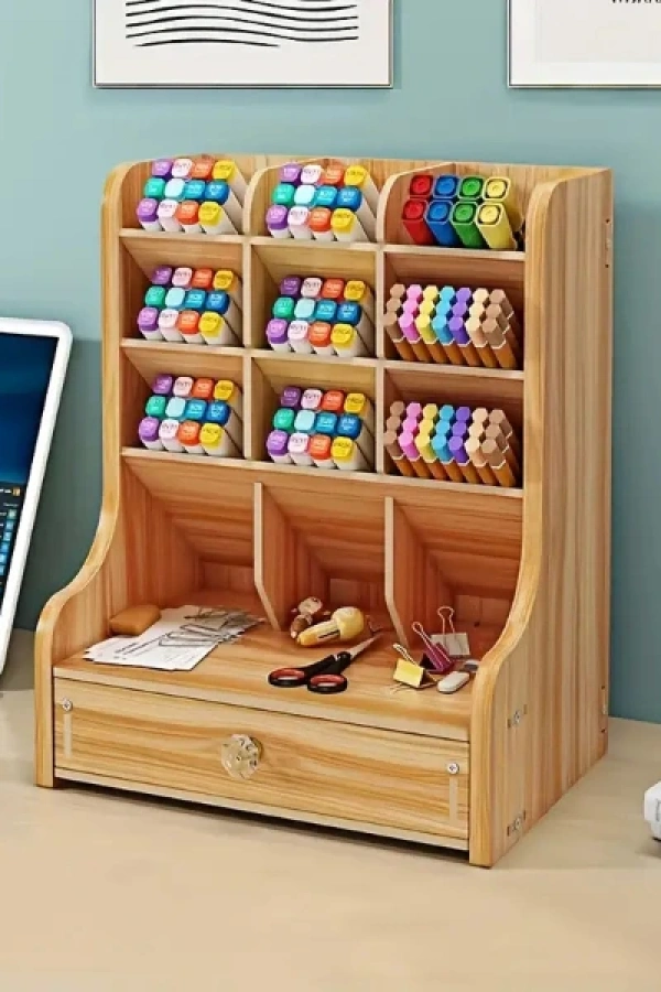 Bölmeli ve Çekmeceli Ahşap Organizer