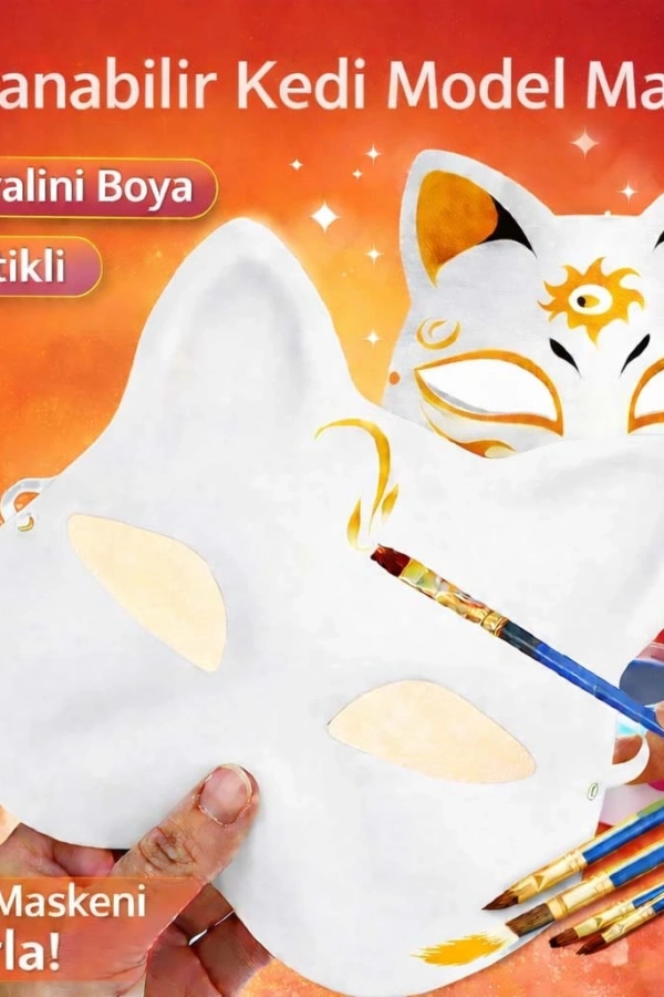 Boyanabilir Kedi Model Maske – Kendi Tasarımını Oluştur