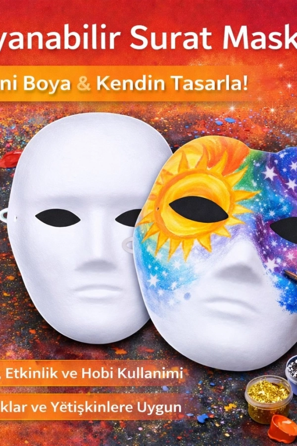 Boyanabilir Surat Model Maske – Lastikli | Kendin Tasarla