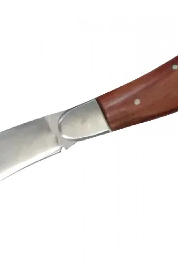 Bursa Çelik Eğri Bağ / Kablo / Aşı Çakısı, Ahşap Saplı - 22 cm