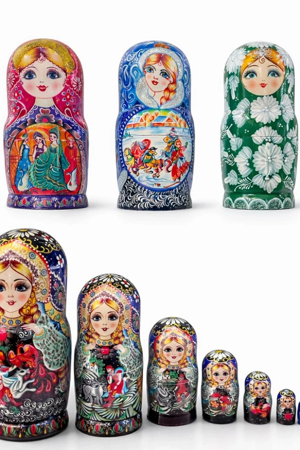 Büyük Boy 10lu Ahşap Matruşka Seti