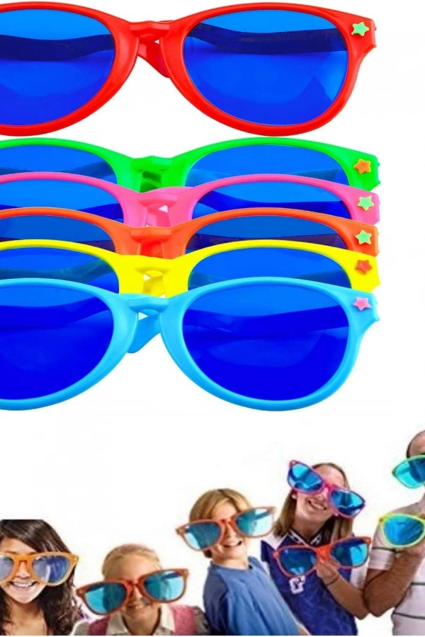 Büyük Parti Gözlüğü Rengarenk 6 Adet