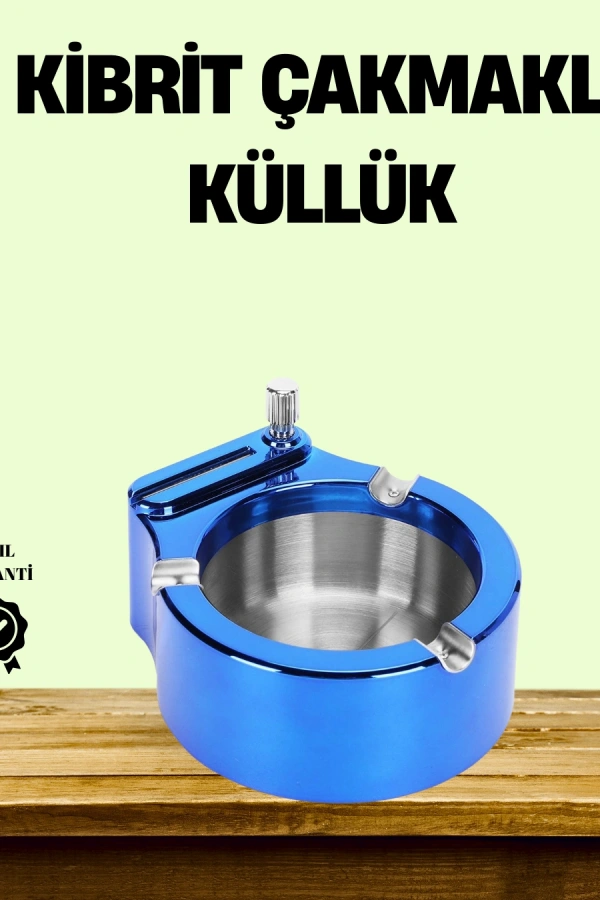 Çakmaklı Küllük Paslanmaz Çelik Şık Masa Aksesuarı