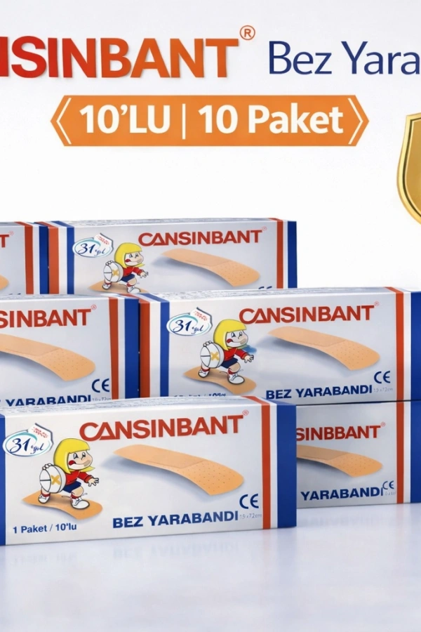 Cansinbant Bez Yarabandı 10 lu 10 Paket 1,9 x 7,2 cm Fabric First Aid Plaster