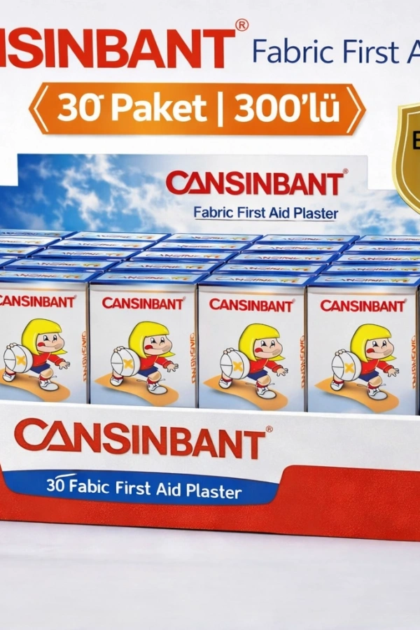 Cansinbant Bez Yarabandı 10 lu 30 Paket 1,9 x 7,2 cm Fabric First Aid Plaster