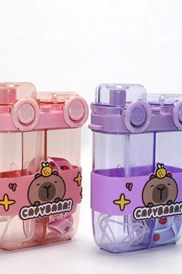 Capybara Çift Bölmeli Pipetli Suluk