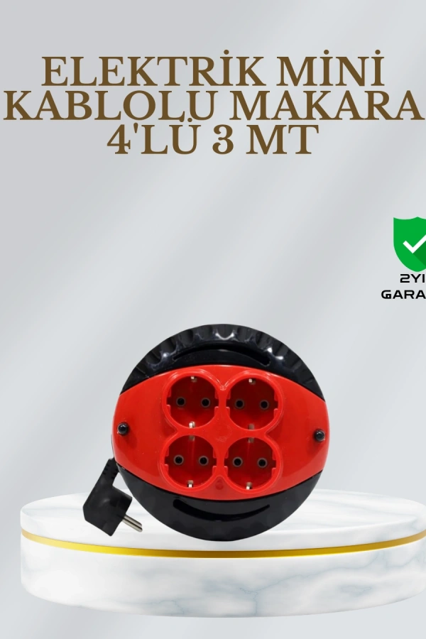 CE Belgeli 3 Metre 4’lü Kablolu Priz Makara