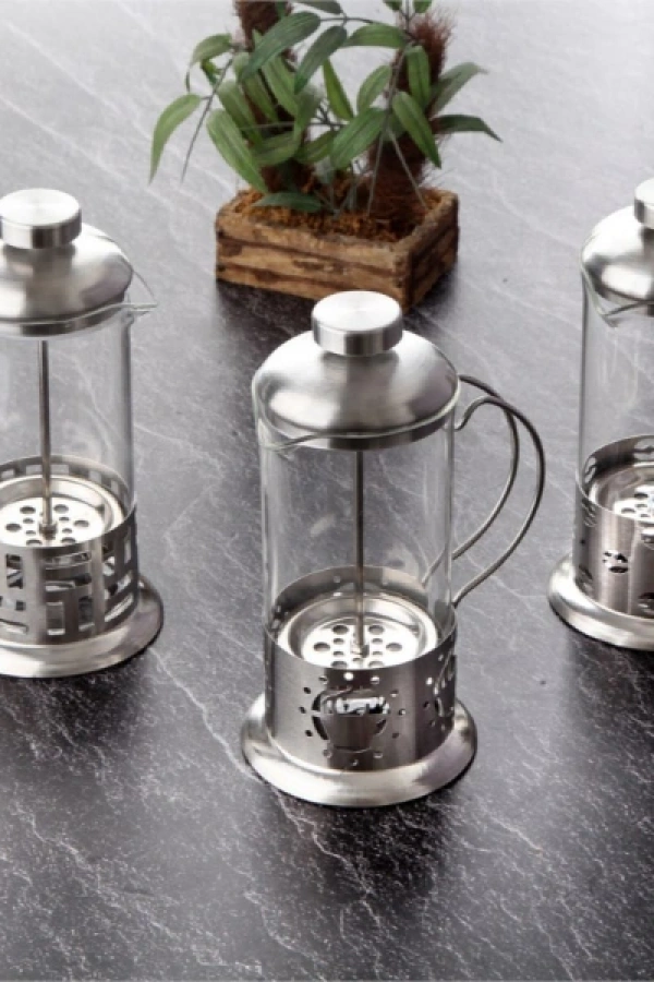 Çelik Kulplu Cam French Press - 350 ml