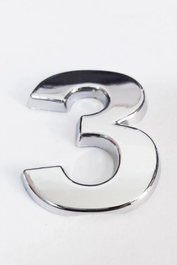 Cemax 3 Rakamı 3,75 cm Krom Yapışkanlı