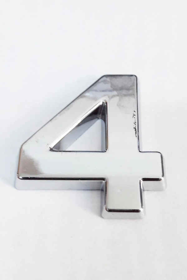 Cemax 4 Rakamı 3,75 cm Krom Yapışkanlı