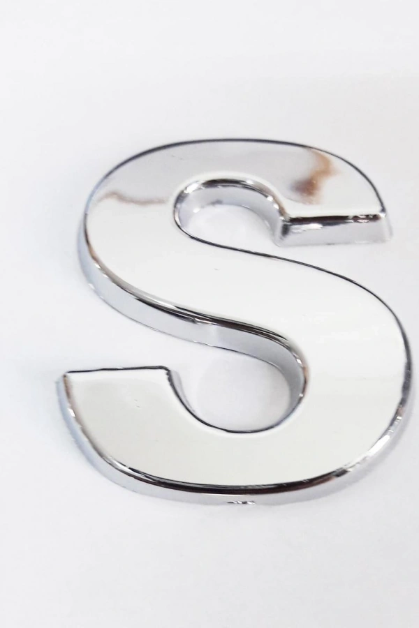 Cemax S Harfi  3,75 cm Krom Yapışkanlı