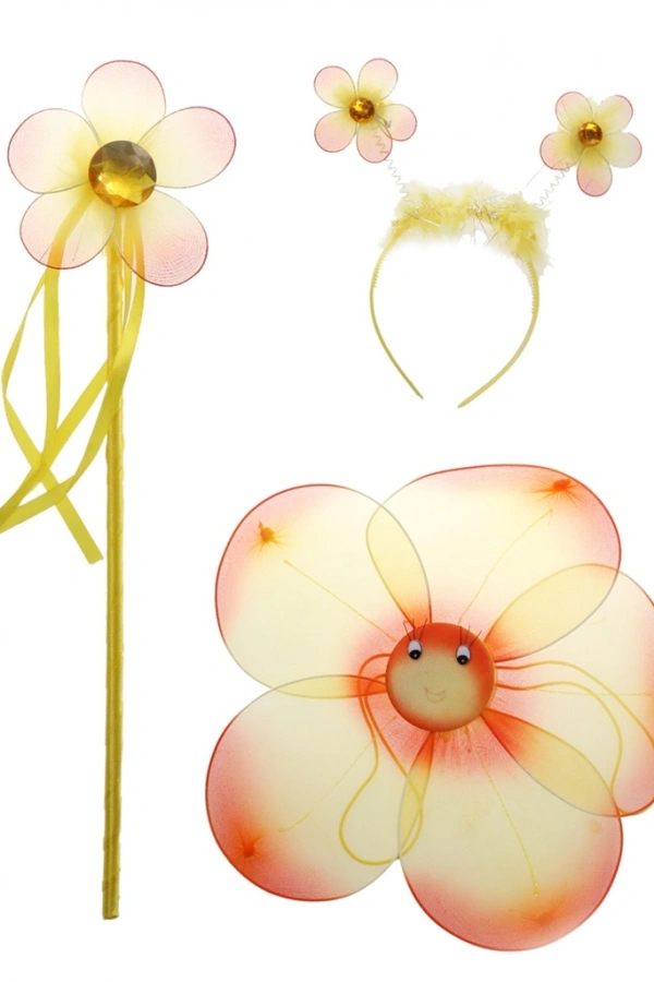 Çiçekli Kanat Seti 3 Parça - Sarı