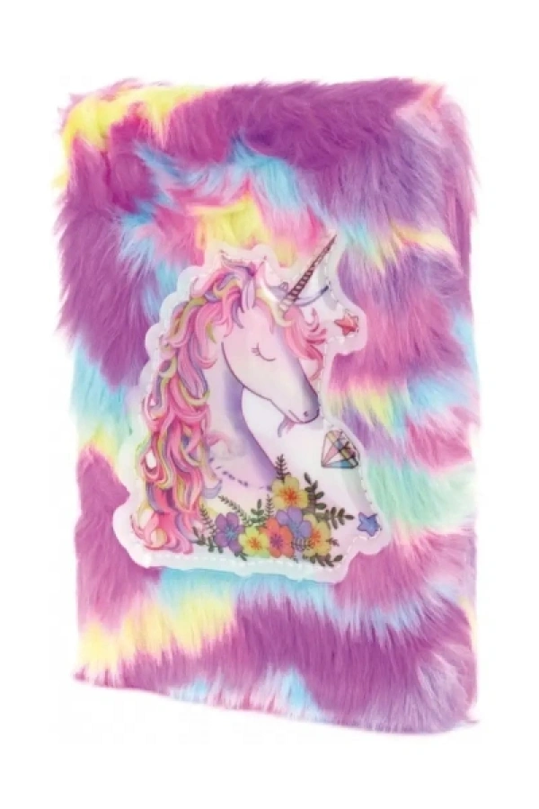 Çiçekli Unicorn Tasarımlı Peluş Hatıra Defteri