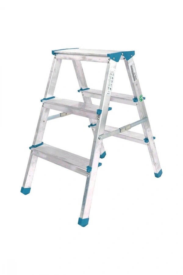 ÇİFT BASAMAKLI ALÜMİNYUM METAL MERDİVEN YÜKSEKLİK 69CM BAŞ GENİŞLİK 8CM