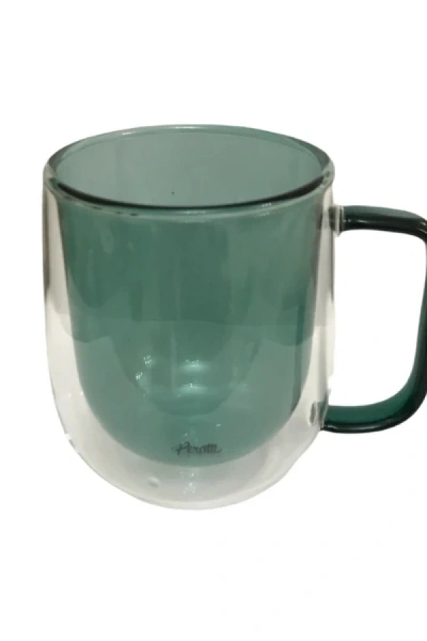 Çift Cidarlı Cam Kupa Yeşil Renk