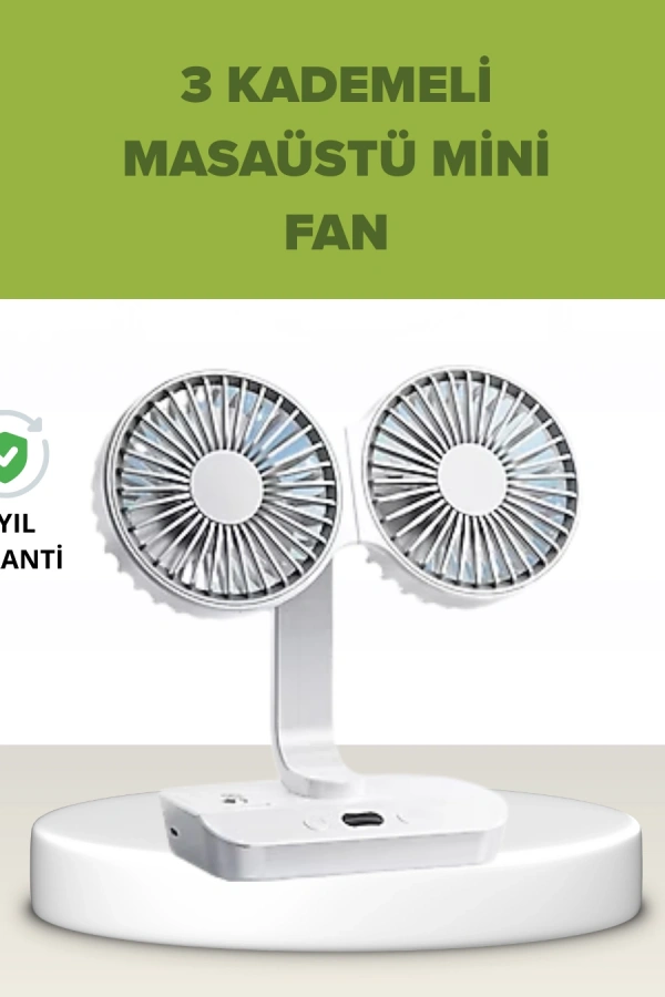 Çift Kafalı Masaüstü ve Duvar Tipi Sessiz USB Şarjlı Fan