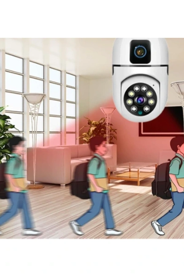 Çift Lensli Duy Girişli Kablosuz Ampul Kamera