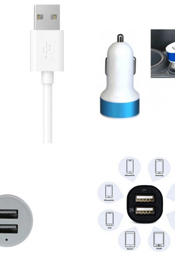 Çift USB Girişli 3.1 Çıkışlı Seyahat Seti Android / Micro Usb